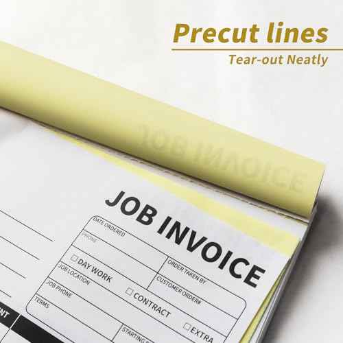 4 Pack Carbonless Job Invoice Forms,7.5 x 11 inches Receipt Book for Small Business,Sales Order Book with Backing Board, 2-Part with Carbon Copy, 50 Sets per Book