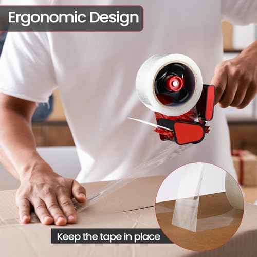 2 Pack Packing Tape Dispenser Gun with 12 Roll 2 Inch Packing Tape Gun 2.7 Mil Heavy Duty for Storing, Shipping, Moving, Carton and Box Sealing