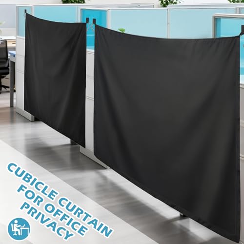 LILXIU 78 x 53 Inch Cubicle Curtain with Self-Adhesive Hooks, Blackout Room Divider