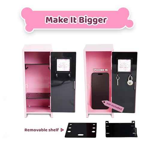 YOBRO Mini Iron Lockers, Girl Talk Locker with Lock,Small Safe Box for Money, Miniature Storage Locker for Desk Bedroom Home Office School, Little Gift for Girls, Metal, Pink