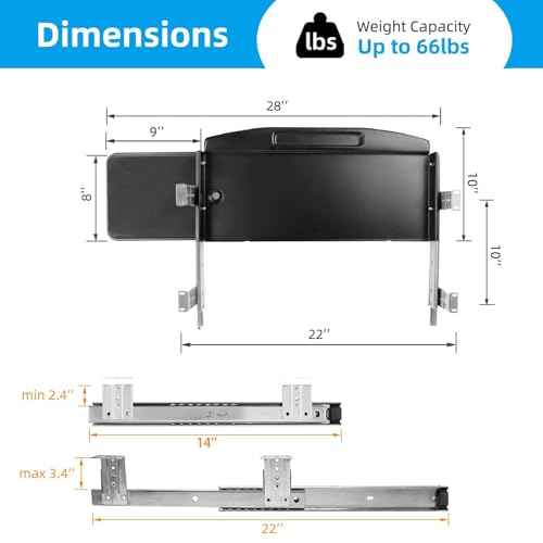 Solid Steel Under Desk Keyboard Tray Slide Out with 360¡Æ Rotating Mouse Platform,Keyboard Shelf Sliding,Under Desk Mounted Keyboard Holder,Under Desk Keyboard Drawer 28"Lx11"W