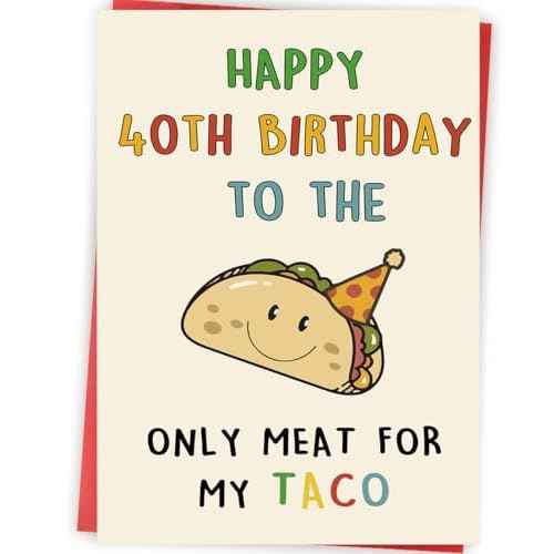 Funny 40th Birthday Gifts Men, Happy 40th Birthday Card for Husband Him, Taco 40 Years Old Mens Bday Decorations Ideas