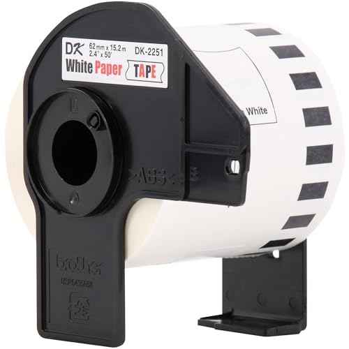Brother Genuine DK-2251 Continuous Length Replacement Labels, Black/Red Label on White Paper Tape, Engineered with Excellence, 2.4¡± x 50 feet, 1 Roll per Box