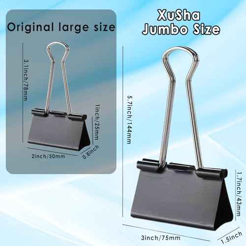 36PCS Jumbo Binder Clips 3 Inch, Black, Binder Clips Extra Large Heavy Duty for Office Supplies