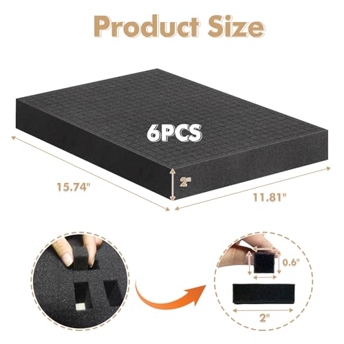 6Pcs Pick and Pluck Foam Large Size Apart Insert Pre-Cubed Padding