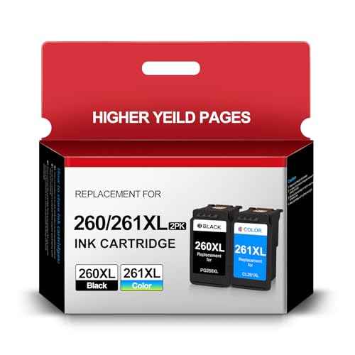 PG-260 XL/CL-261 XL Value Pack Ink Cartridge Replacement for Canon 260 261 260XL 261XL Ink cartridges Work for Pixma TR7020 TS6420 TR7022 TS5300 TS5320 Printer (1 Black,1 Color)