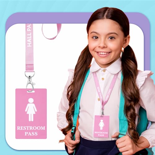 Feifeiya Pastel PVC Hall Pass Lanyards Set - Unbreakable School Passes, 12 Pieces