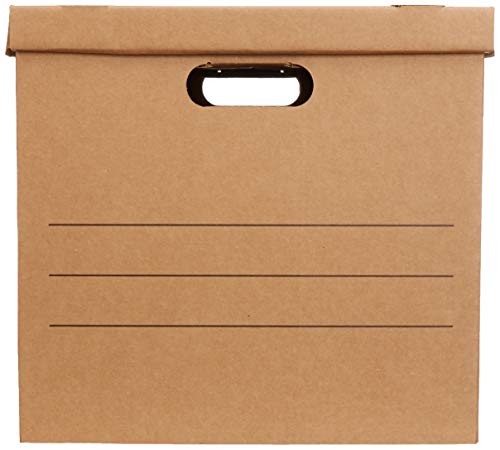 Amazon Basics Medium Moving and Storage Boxes with Handles & Lift-Off Lids, 10-Pack, Brown