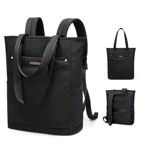 Convertible Laptop Backpack for Women Men Carry on Tote Backpack Teacher Bookbag for College Work Nurse Travel Leisure,16 Inch,Black