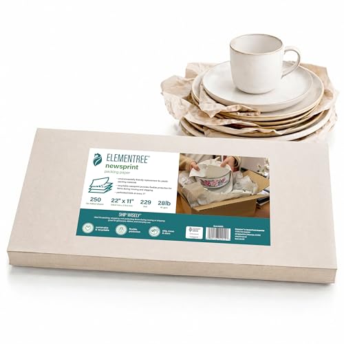 Elementree Newsprint Packing Paper Sheets for Moving & Shipping - 250