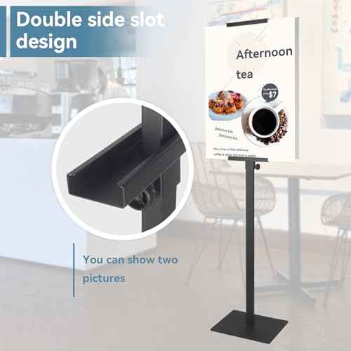 HUAZI Poster Stand Pedestal Sign Holder Stand Display with Base for Indoor Outdoor,Double-Sided,Black