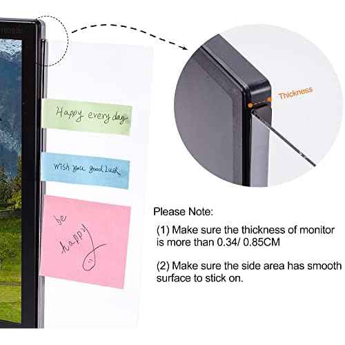 2 Pcs Computer Monitor Memo Board for Frameless Monitors,11.8 X 3.15 Inch Monitor Sticky Note Holder Computer Monitor Message Board for No Edge Monitors