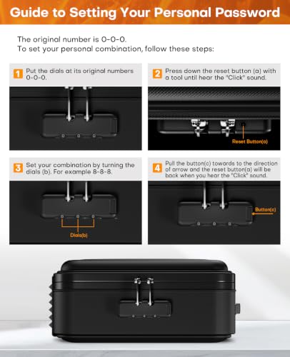 Fieetra Black Fireproof Document Safe Box with Lock, Portable Home Office Organizer