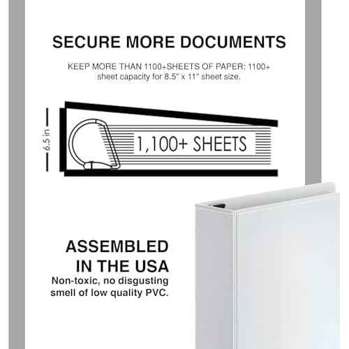 3 Ring Binders, 6 Inch D Ring Heavy Duty Large Binder with Pockets for 8.5" x 11" Sheet Size, Durable Non-Stick Customizable Clear View Cover (White)