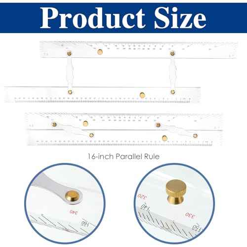3 Pcs Basic Navigation Set, Include 16 Inch Marine Parallel Ruler with Clear Scales Navigation Divider Marine Nautical Protractor 6 Inch Marine Fixed Points Divider for Boat