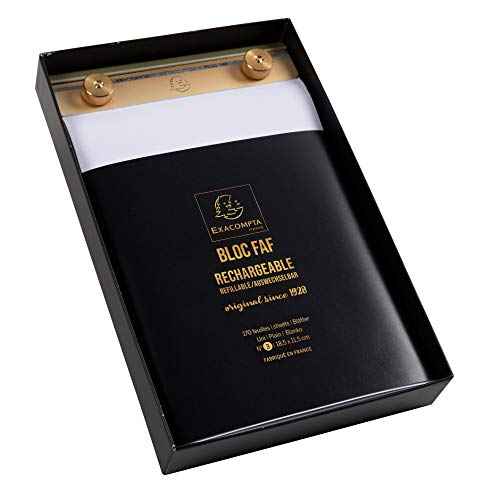Exacompta - Ref 12113E - FAF Desk Pad No.3-185 x 115mm in Size, Refillable with Recharge Pads, Stable When Writing, Non-Slip Feet - Plain Paper, FSC-Certified, White