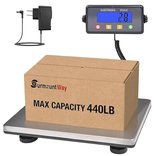 Large Shipping Scale 440lb Capacity with Stainless Platform & LCD Display