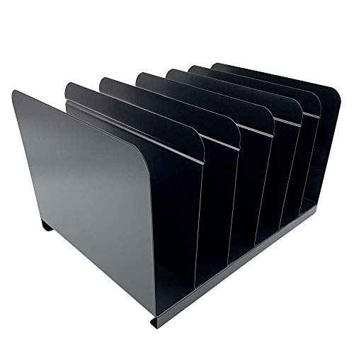 Huron Book and Magazine Rack, 6 Slot, Black Commercial Grade Steel