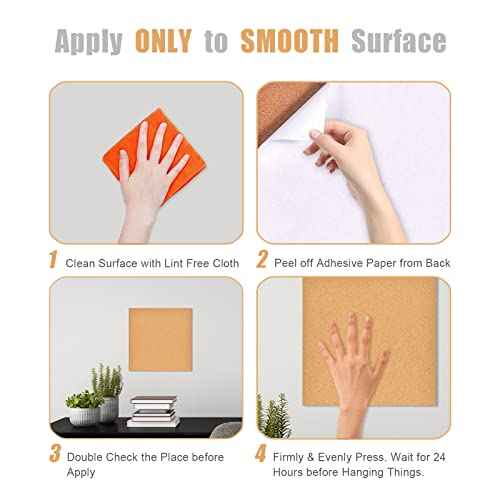 12x12 Cork Board Tiles Bulletin Board, 1/2" Thick Small Square Cork Boards for Walls, Self-Adhesive Cork Tiles for Home, Office, School, Bulletin Board Decorations(12mm,12pc)