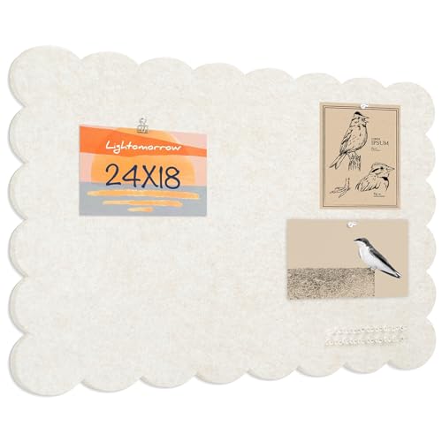 Oatmeal Scalloped Felt Bulletin Board 24x18 Inches Wall Pinboard - Lightomorrow