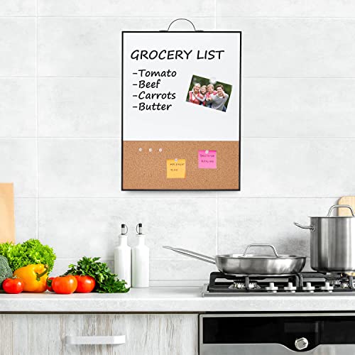 TSJ OFFICE Black 1/3 Corkboard 12x16 Inches Vertical Magnetic Whiteboard