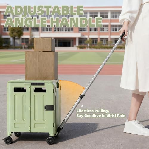 Heavy Duty Rolling Cart for Stairs£ºCollapsible Utility Crate with Wheels & Handle Foldable Tote Box for Toolbox Trade Show Supplies Teachers TODAYGO Mobile Storage Cart with Lid