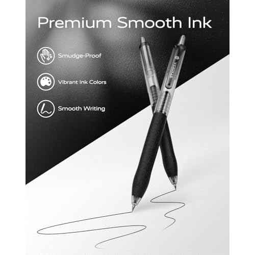 0.5mm Gel Pens Fine Point Smooth Writing Pens, 12PCS Black Ink Pens, Retractable Leather-Like Black Gel Pens, Business Gel Pen for Journaling, Writing, School, Office Use (Black)