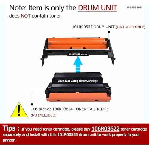 MxVol Compatible WorkCentre 3335 3345 Phaser 3330 Drum Unit 101R00555 for Xerox Phaser 3330 DNI WorkCentre 3335 DNI 3345 DNI Printer Drum Cartridge, High Capacity 30,000 Pages (NO Toner)