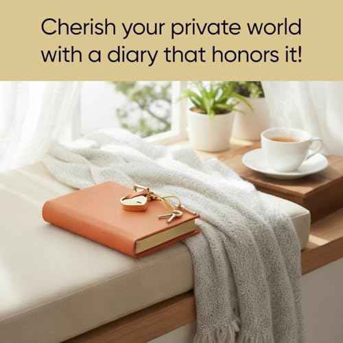 Graphic Image Heart Lock Diary ? Orange Saffiano Leather | Handbound in the USA | Secure Lock & Key | 240 Lined Pages | Elegant Leather Journal with Satin Ribbon Marker | Personalizable Gift Edition