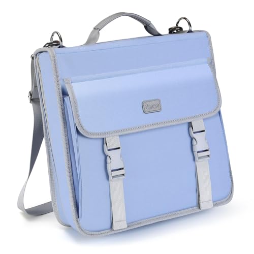 3" D-ring Zipper Binder with 700+ Sheets Capacity, 3-ring Zip Up Binder with Shoulder Strap for School, College, Office, Compatible with 13" MacBook & 12.9" Tablet (Light Blue)