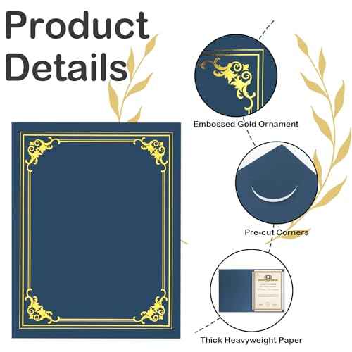 30 Packs Certificate Holders, Navy Blue Certificate Covers, Diploma Holders, Certificate Folders with Gold Foil Border for Letter Size 8.5" x 11" Certificates, Diploma, Documents, Award Cover