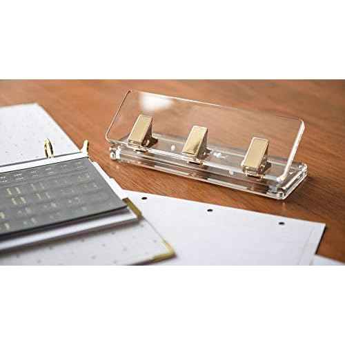 russell+hazel Acrylic Mini Hole Punch, Clear with Gold-Toned Hardware, 8.5¡± x 2.75¡± x 2.75¡±