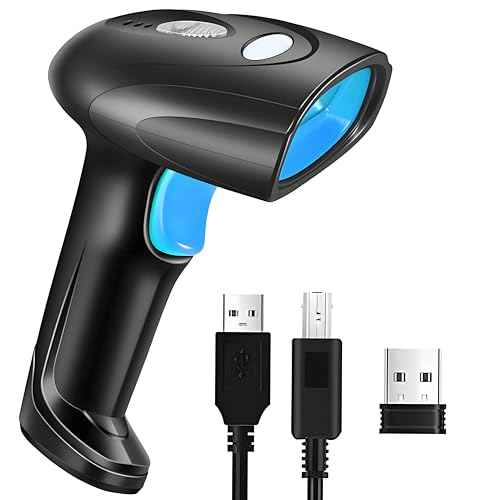 1D Handheld Barcode Scanner ? Wireless Range Up to 328ft, Perfect for Retail, Warehouse, and Office Use