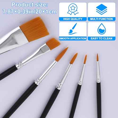 Face Paint Brush Set, 6 Pcs Professional Artist Brush for Body Face Painting Body Art Makeup Kit for Acrylic Painting Oil Gouache Watercolor Halloween Cosplay Party Makeup Kit