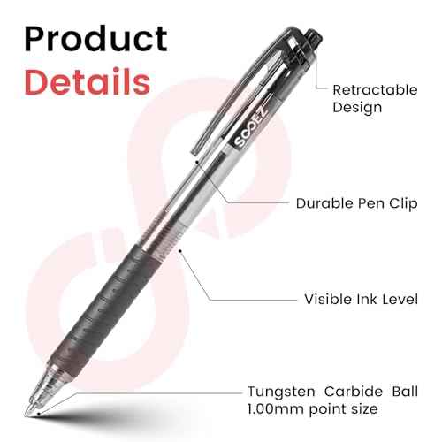 Sooez 40 Pack Bulk Pens Ballpoint Smooth Writing pens, Retractable Black Ink Pen, Medium Point 1.0mm Click Pens for Journaling, Soft Grip Box of Pen Office Supplies for Nurse,Server, Note Taking,Black