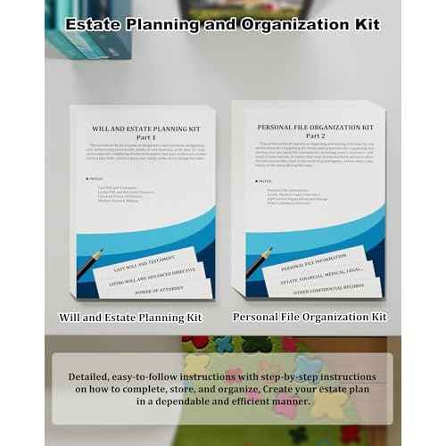 Estate Kit - Personal File Organization Kit and Estate Planning Kit, Systematic Organisation of Document Organizer and Planning, Detailed Instructions for Living Wills, Last Wills and testaments, POA