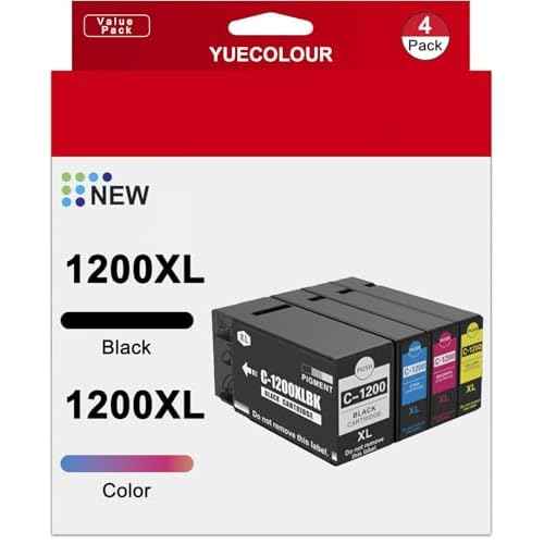 1200XL Ink Cartridge Replacement for Canon PGI-1200XL 1200 XL PGI 1200XL use with MB2720 MB2020 MB2320 MB2120 Printers (BK/C/M/Y)