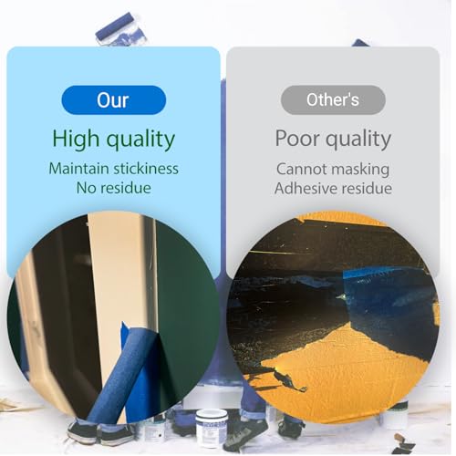 Blue Painters Tape 10rolls,2Inch x 55Yards,Blue Masking Tape,Paint Tape for Wall Painting,DIY Crafts Arts,Painter's,Decoration Labeling,No Residue, Easy Removal
