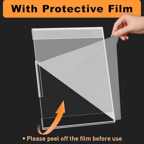12 Pcs Acrylic Sign Holder 8.5 x 11, Dual-Purpose Wall Mount Sign Holders with Adhesive, Clear Plastic Frames Paper Display Sign Holders for Office, Store, Restaurant - Horizontal or Vertical