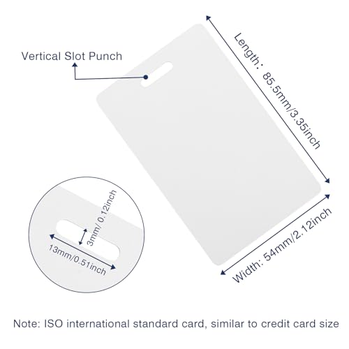 CAETOUNG 20 Pack CR80 30 Mil PVC Cards with Slot - Blank ID Cards for Card Printers