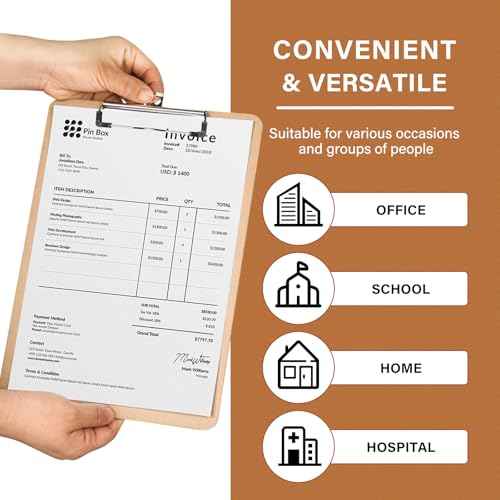 2 Pack Hardboard Office Clipboard, Letter-Size Clipboard with Low Profile Clip, Classic Clip Boards, 9" x 12.5" Wood Clipboards for Office, School, Hospital Supplies, Brown