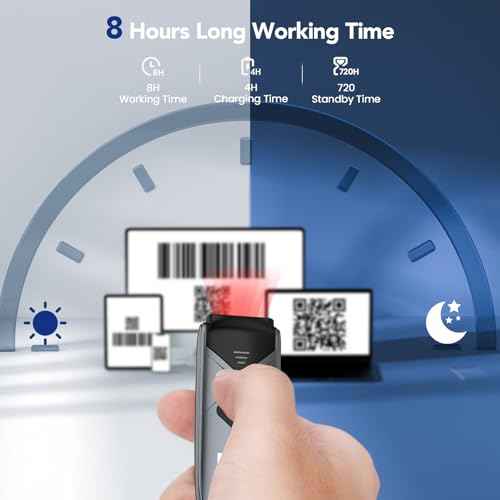 Eyoyo Bluetooth 2D&1D Barcode Scanner, Portable Wireless Mini Barcode Reader with 2.4G Wireless/Bluetooth/USB Wired Connection QR Code Scanner Compatible with Pad, Phone, Android, Tablet PC