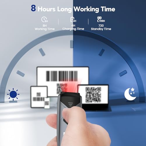 Eyoyo Grey Portable Mini Bluetooth & 2D Barcode Scanner Wireless