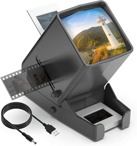 35mm Slide Viewer with 3X Magnification & LED Backlight, Battery & USB Power