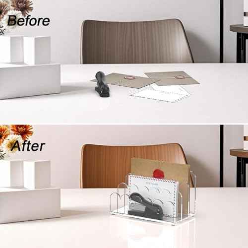 YAGELI 2 Pack 3-Slot Acrylic Mail Organizer for Desktop ? Scalloped Clear Document Sorter, Vertical File Holder for Office/Home, Space-Saving Desk Organizer for Letters,Envelope,Bills,Stationery