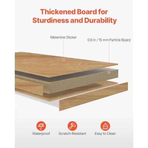 VEVOR Wood Desk Shelf, Desktop Bookshelf, Desk Storage Hutch with 6 Shelves, Office Countertop Organizer 3-Tier Display Rack, with Anti-Slip Feet Pads, for Office, Home & Dorm, Natural