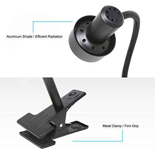 O¡¯Bright Luxor - Dimmable LED Desk Lamp with Gooseneck (Black-Clip on)
