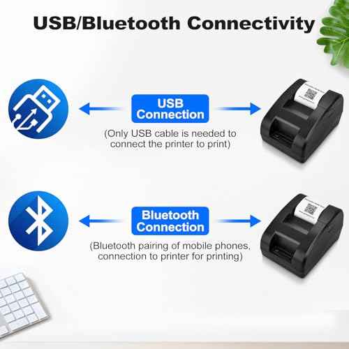 Gugxiom 58mm Thermal Receipt Printer, Portable Mini Thermal Printer, Bluetooth Receipt Imprimeur for Supermarket Restaurant Retail Sales Kitchen, Compatible with Linux/Windows/Android/iOS