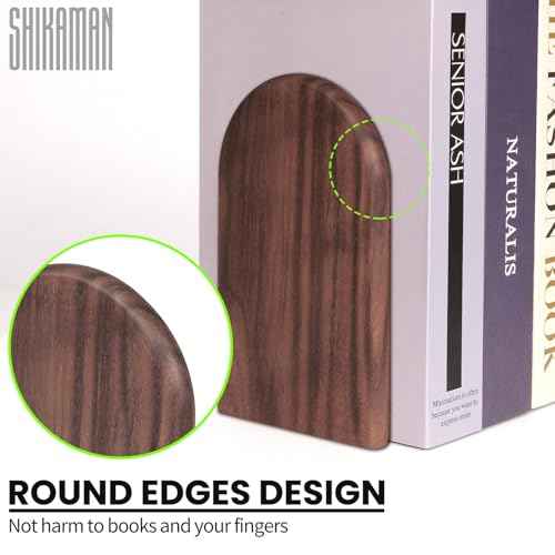 Book Ends,4 Pair Large Bookends Wood Book Ends Universal Economy Bookend (4, Large)