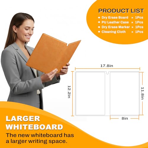 Orange Small Dry Erase Whiteboard 12x9 Inches Portable Double-Sided Folding Board with Pen